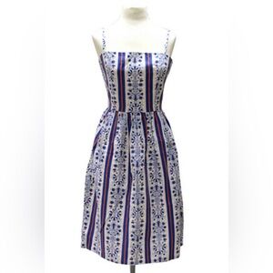 Vintage Lanz Originals 70s Blue and white Dress